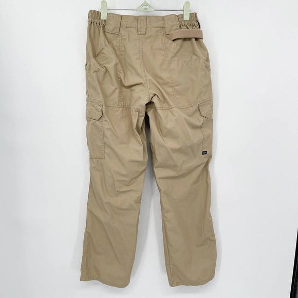 5.11 Tactical Taclite Pro Ripstop Pants Size 8 Tan Cargo Pockets Elastic Waist - Picture 4 of 10